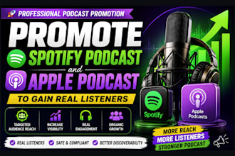 promote spotify podcast and apple podcast to gain real listeners