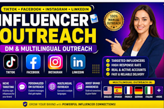 tiktok facebook instagram linkedin outreach dm influencer multilingual outreach