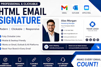 design clickable HTML email signature for gmail outlook and business branding