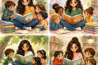 create 2d 3d children book illustrations with full book design