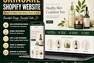 build skincare shopify website, skincare shopify store design and beauty store