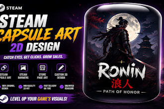 design steam capsule art banner and store page game graphics