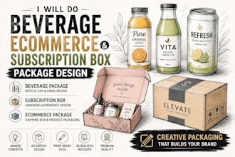 do beverage package, ecommerce and subscription box packaging products design