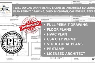 do cad drafter and licensed architect building plan permit drawings united state