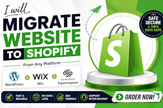 migrate wordpress wix squarespace ekm shopware 3dcart ecwid website to shopify