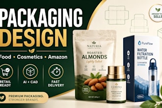product packaging food design, cosmetics, amazon, retail brands using ai, cad