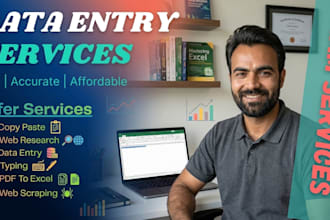 do data scarping,web resreach,copy paste,pdf to excle, data entry