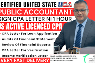 prepare US CPA letter CPA comfort letter CPA mortgage letter financial statement