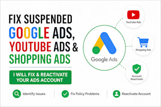 fix suspended google ads, youtube ads and shopping ads account