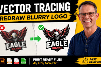 redraw blurry logo, vector tracing for screen printing, ai eps svg