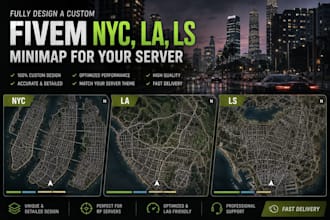 fully design a custom fivem NYC, la,ls minimap for your server