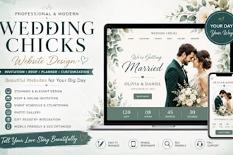 wedding chicks website design invitation rsvp wedding customization setup