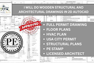 do wooden structural and architectural drawings in 2d autocad