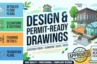 design a screened porch, sunroom, deck and patio with permit ready drawings