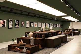 renovate 3d art gallery interior, exhibition room design, museum building render