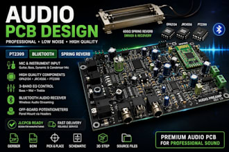 design audio pcb with pt2399 bluetooth and spring reverb driver