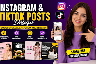 make modern instagram and tiktok post designs that attract customers