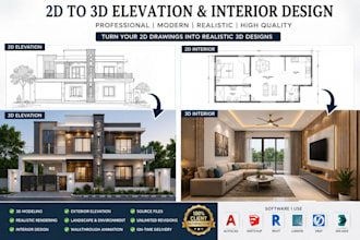 do 2d to 3d elevation and interior work