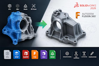 convert stl mesh 3d scans into cad step, reverse engineering