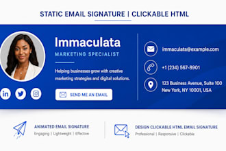 design clickable HTML email signature and animated email signature