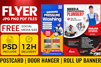 create modern flyer, door hanger and postcard design