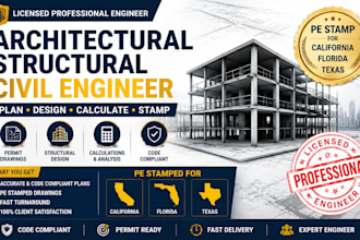 provide structural and civil engineering plans with california, florida or texas