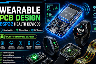 wearable health device with pcb firmware, watches, fitness bands, esp32 sensors