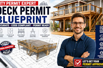 create deck permit drawing city permit floor blueprint and autocad plan