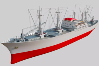 custom 3dvehicle mold,seaworthy museum ship design,cargo hatche,hull boat render