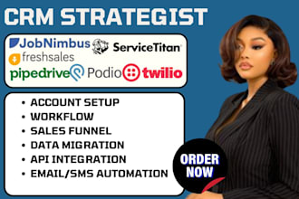 setup jobnimbus crm twillo automation servicetitan pipedrive freshsales padio