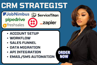 setup jobnimbus crm twillo servicetitan pipedrive freshsales zapier integration