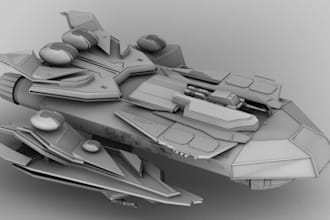 create battle spaceship, spacecraft, starship 3d model, sci fi game ready stl