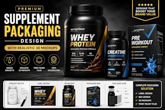 design premium supplement packaging with realistic 3d mockups