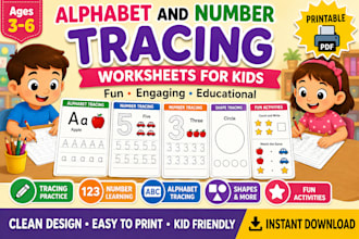 create preschool alphabet and number tracing worksheets PDF