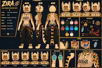 draw vrchat character reference sheet furry fursona vtuber ref sheet design