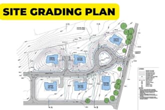 design site grading plan using autocad, site plan, drainage plan, utility plan