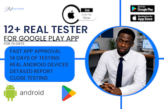 provide 12 real testers for google play closed testing 14 days