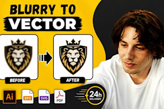 convert blurry logo to vector, png to ai eps svg, raster to vector