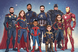 design a family superhero portraits