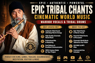 create epic tribal chants cinematic world music warrior vocals and tribal drums