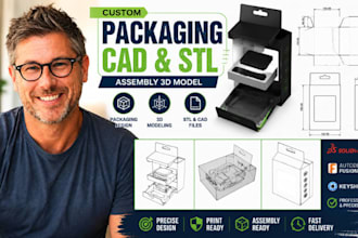 custom product packaging cad, consumer electronics box stl, assembly 3d model