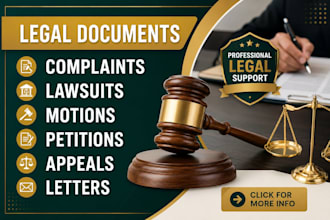 format court filings, complaint, motions, petitions, appeals and legal notices