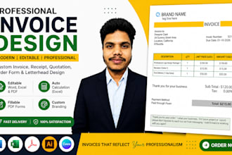 design professional invoice, receipt and letterhead
