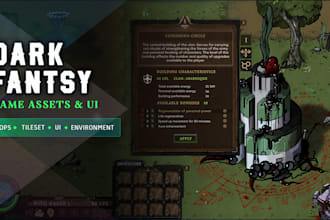create dark fantasy environment assets and UI for games