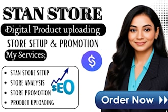 setup and design stan store and upload digital products for your store