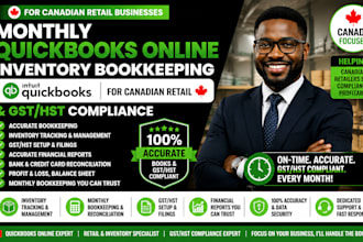 monthly quickbooks online inventory bookkeeping and gst hst for canadian retail