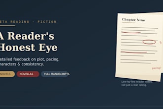 beta read your fiction novel and give detailed feedback