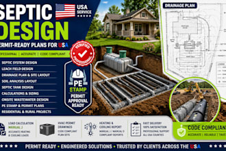 septic permit plans septic design leach field drainage pe stamp USA