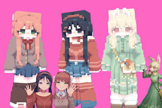 create high res custom minecraft skin, avatar for java, bedrock, pvp and youtube