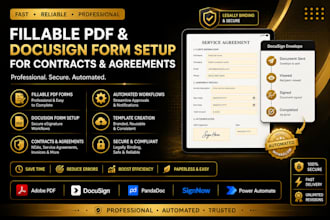 fillable PDF and docusign form setup for contracts and agreements